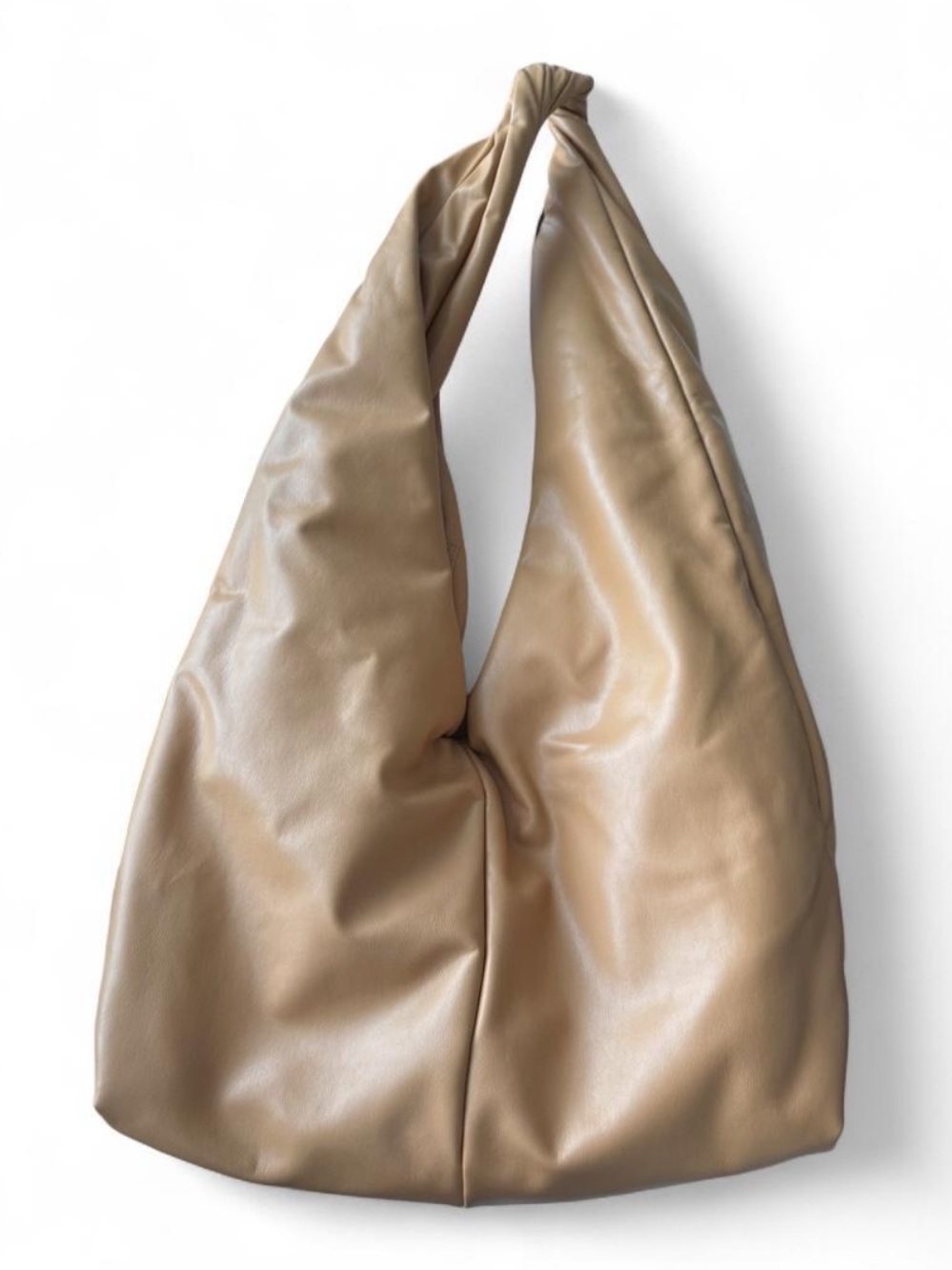 ALC Soft Knot-Top Shoulder Bag in Beige